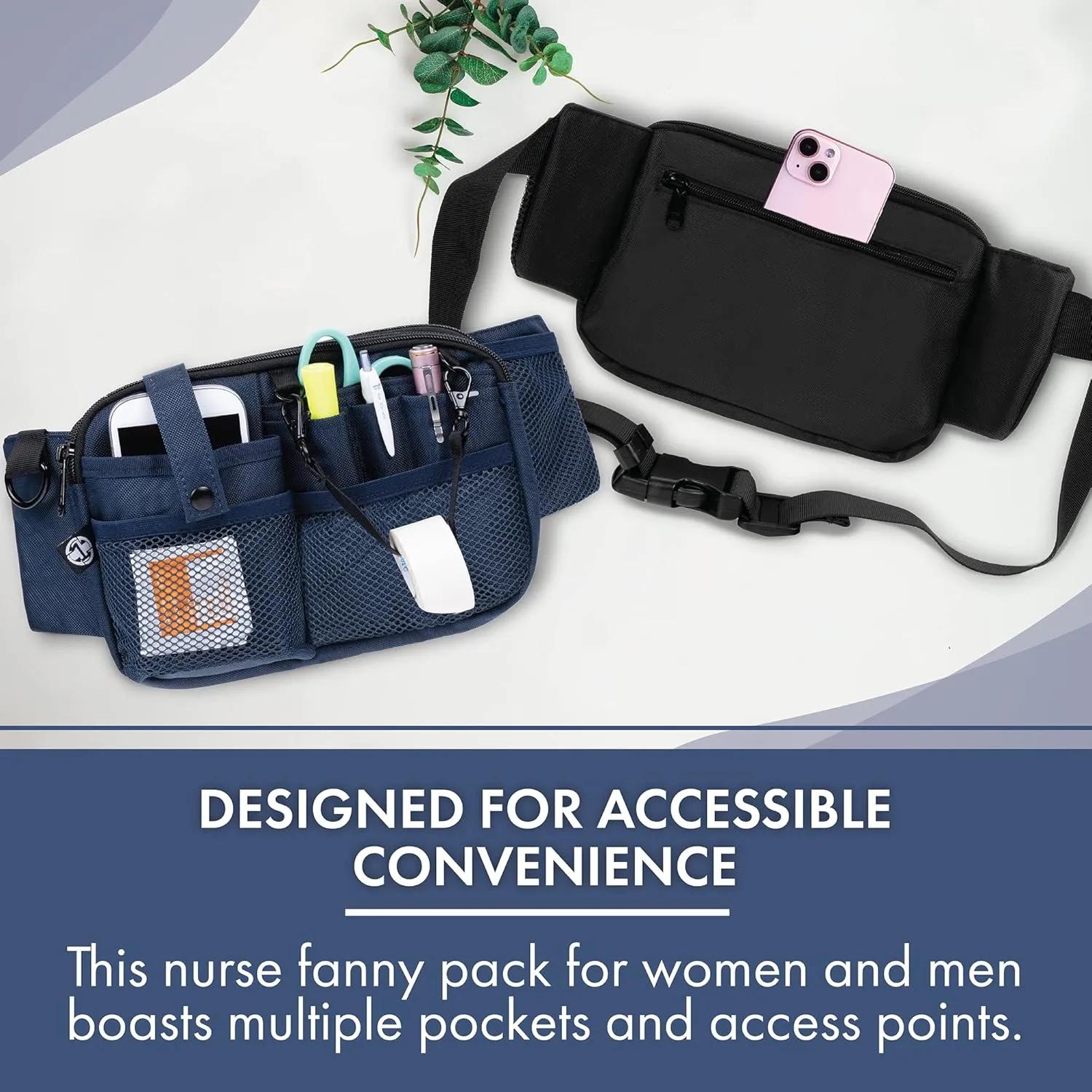 First Lifesaver Nurse Fanny Pack with Multi-Compartment and Tape Holder For Nurses and Nursing Students (Navy)