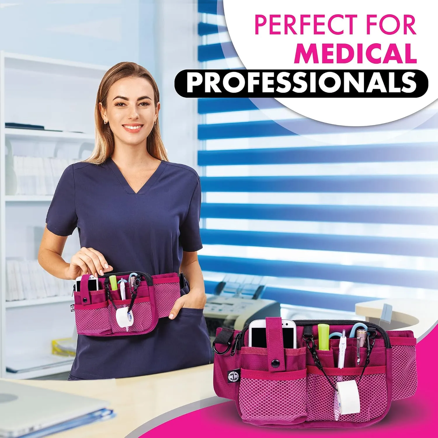 First Lifesaver Nurse Fanny Pack with Multi-Compartment and Tape Holder For Nurses and Nursing Students (Pink)