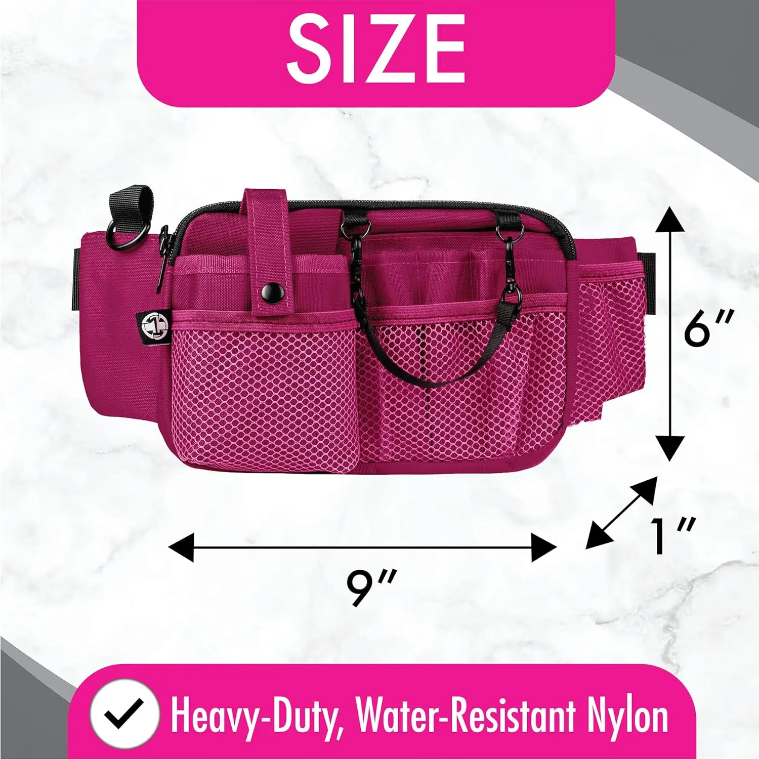 First Lifesaver Nurse Fanny Pack with Multi-Compartment and Tape Holder For Nurses and Nursing Students (Pink)
