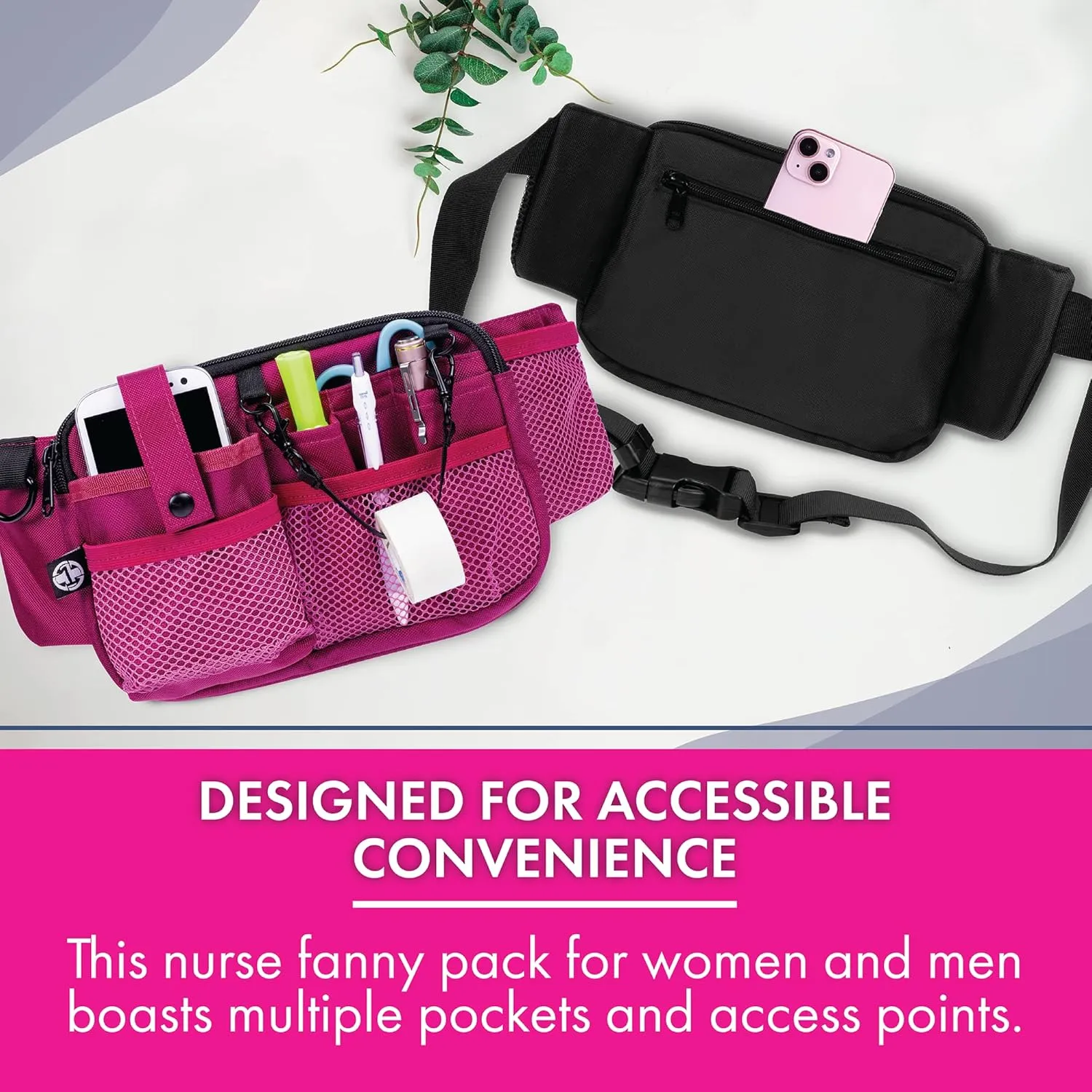 First Lifesaver Nurse Fanny Pack with Multi-Compartment and Tape Holder For Nurses and Nursing Students (Pink)