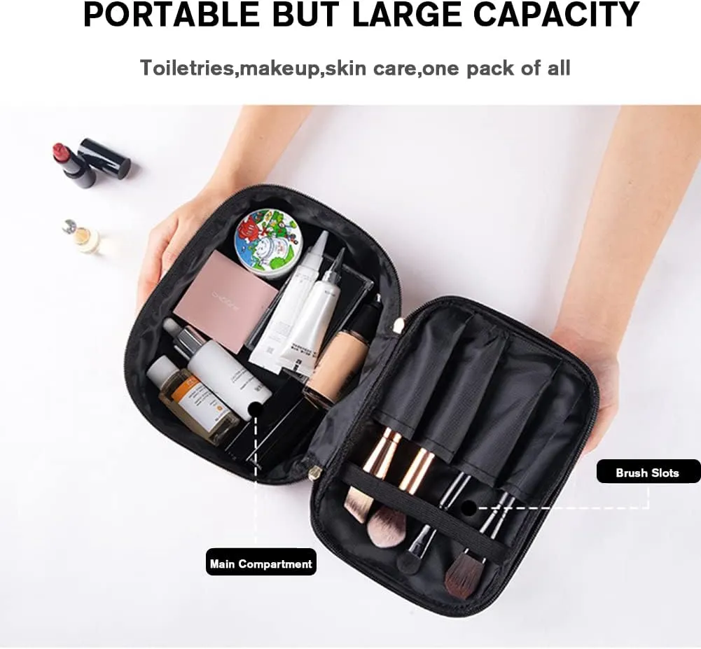 FITINI 3 Pieces Makeup Bags Double Layer Travel Large Cosmetic Cases Organizer Toiletry Bags Waterproof Small Zipper Pouch for Women Makeup Brush Storage Bag,Gray