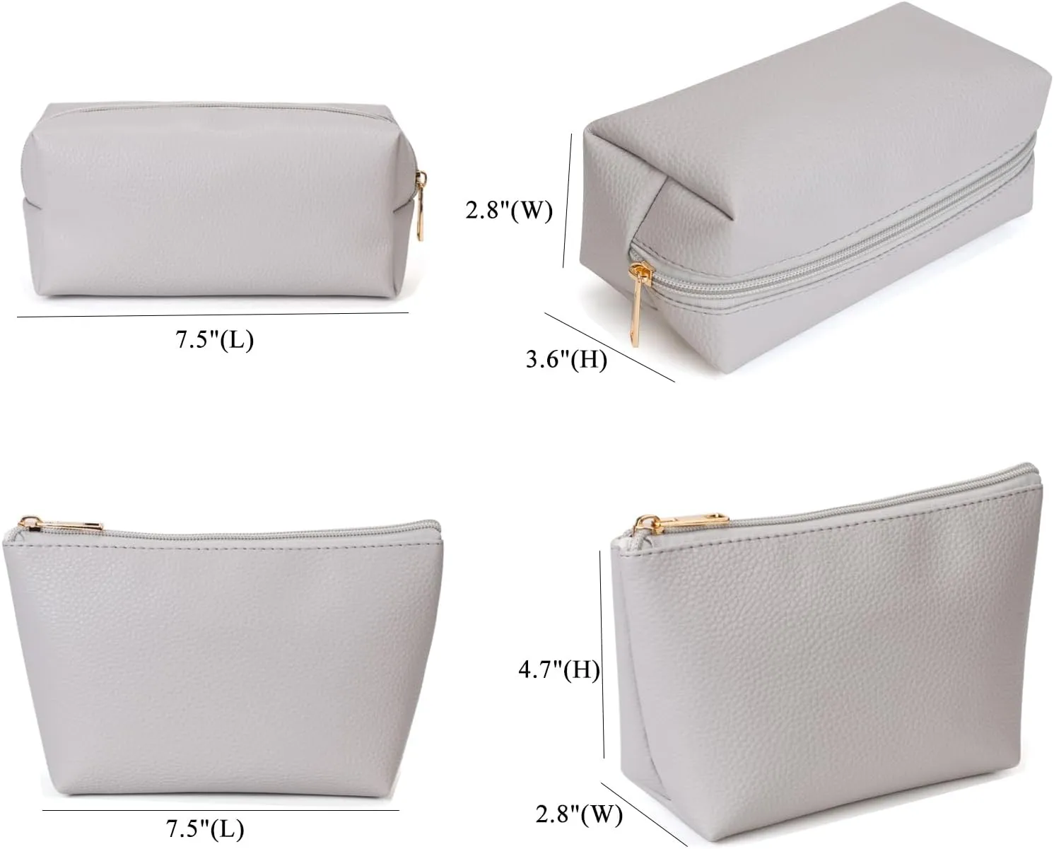 FITINI 3 Pieces Makeup Bags Double Layer Travel Large Cosmetic Cases Organizer Toiletry Bags Waterproof Small Zipper Pouch for Women Makeup Brush Storage Bag,Gray