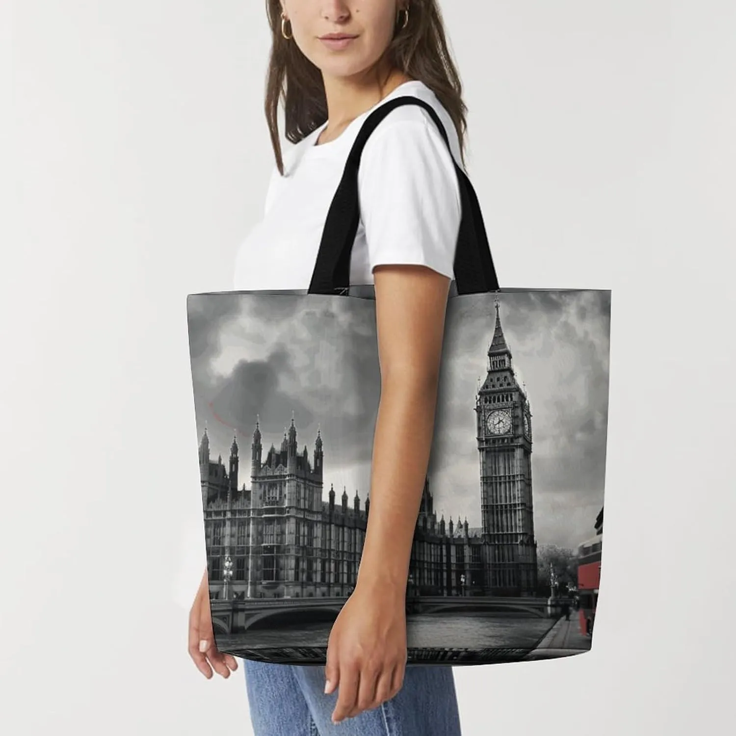 Flag And Eagle Tote Bag for Women Reusable Grocery Shoulder Bags Shopping Bag for Travel, Groceries