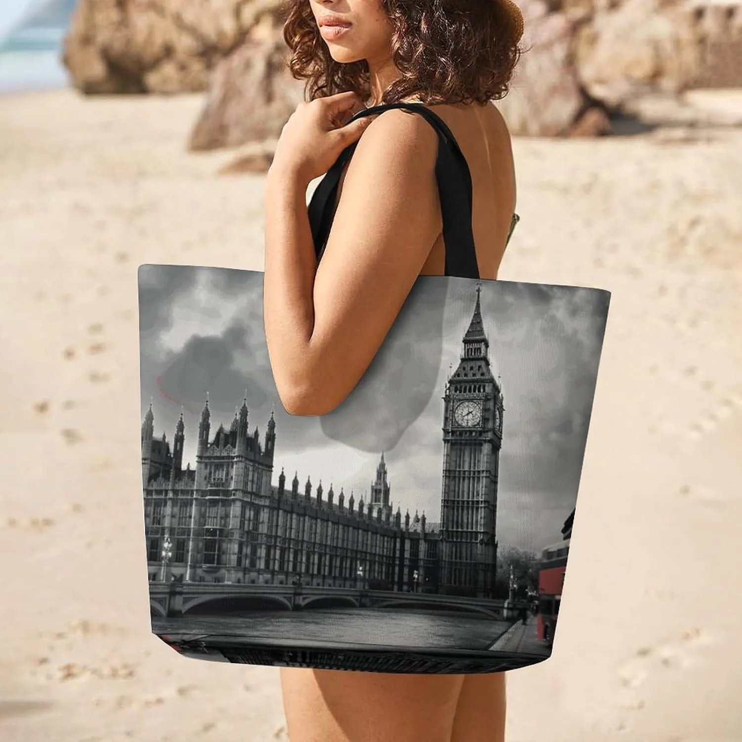 Flag And Eagle Tote Bag for Women Reusable Grocery Shoulder Bags Shopping Bag for Travel, Groceries