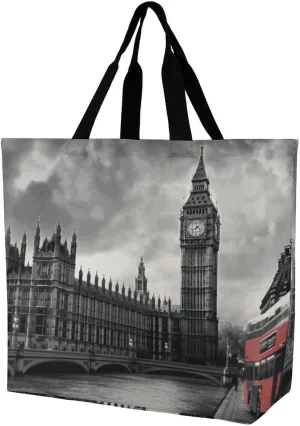 Flag And Eagle Tote Bag for Women Reusable Grocery Shoulder Bags Shopping Bag for Travel, Groceries