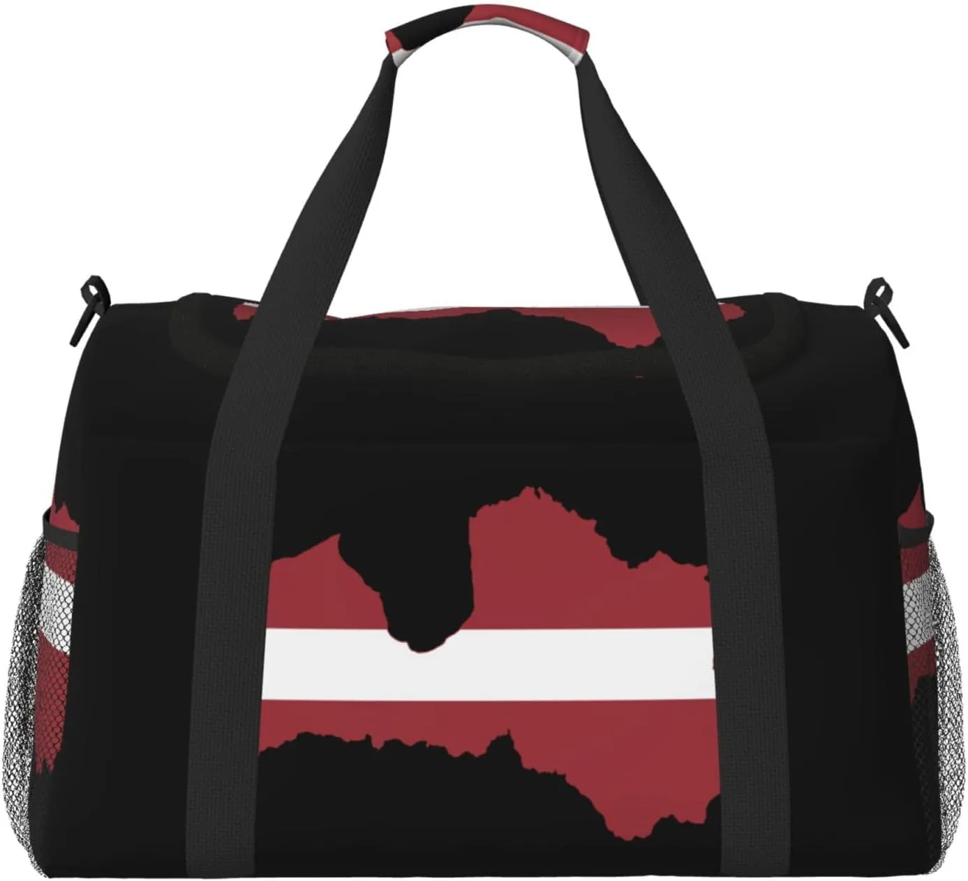 Flag Map Of Latvia Travel Duffel Bag Large Foldable Waterproof Overnight Bag For Beach Swim Bags Pool Sports Gym