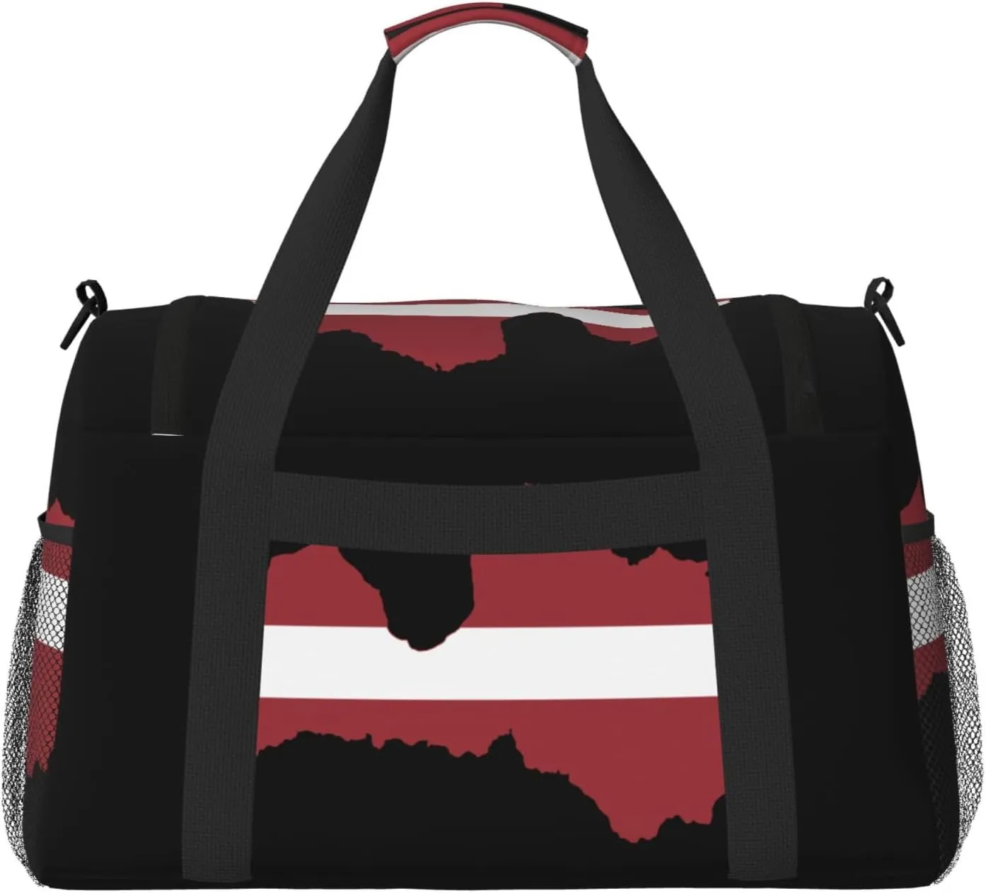 Flag Map Of Latvia Travel Duffel Bag Large Foldable Waterproof Overnight Bag For Beach Swim Bags Pool Sports Gym