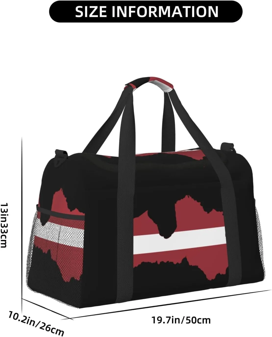 Flag Map Of Latvia Travel Duffel Bag Large Foldable Waterproof Overnight Bag For Beach Swim Bags Pool Sports Gym