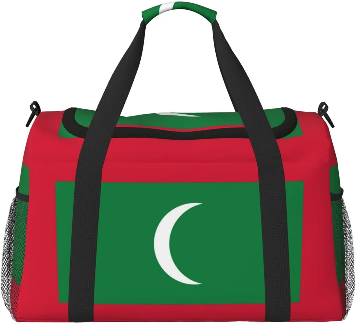 Flag Of Maldives Travel Duffel Bag Large Foldable Waterproof Overnight Bag For Beach Swim Bags Pool Sports Gym