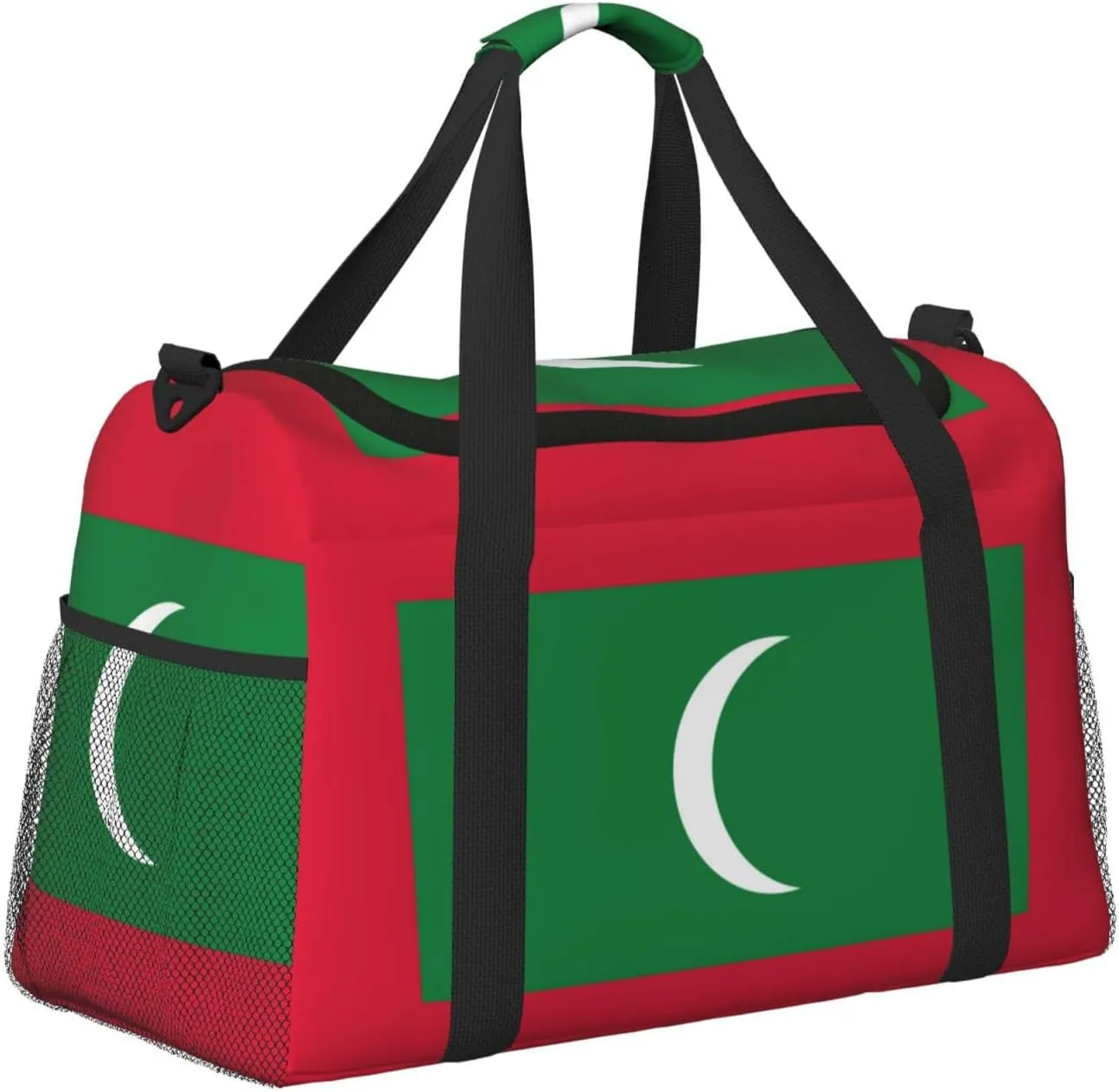Flag Of Maldives Travel Duffel Bag Large Foldable Waterproof Overnight Bag For Beach Swim Bags Pool Sports Gym