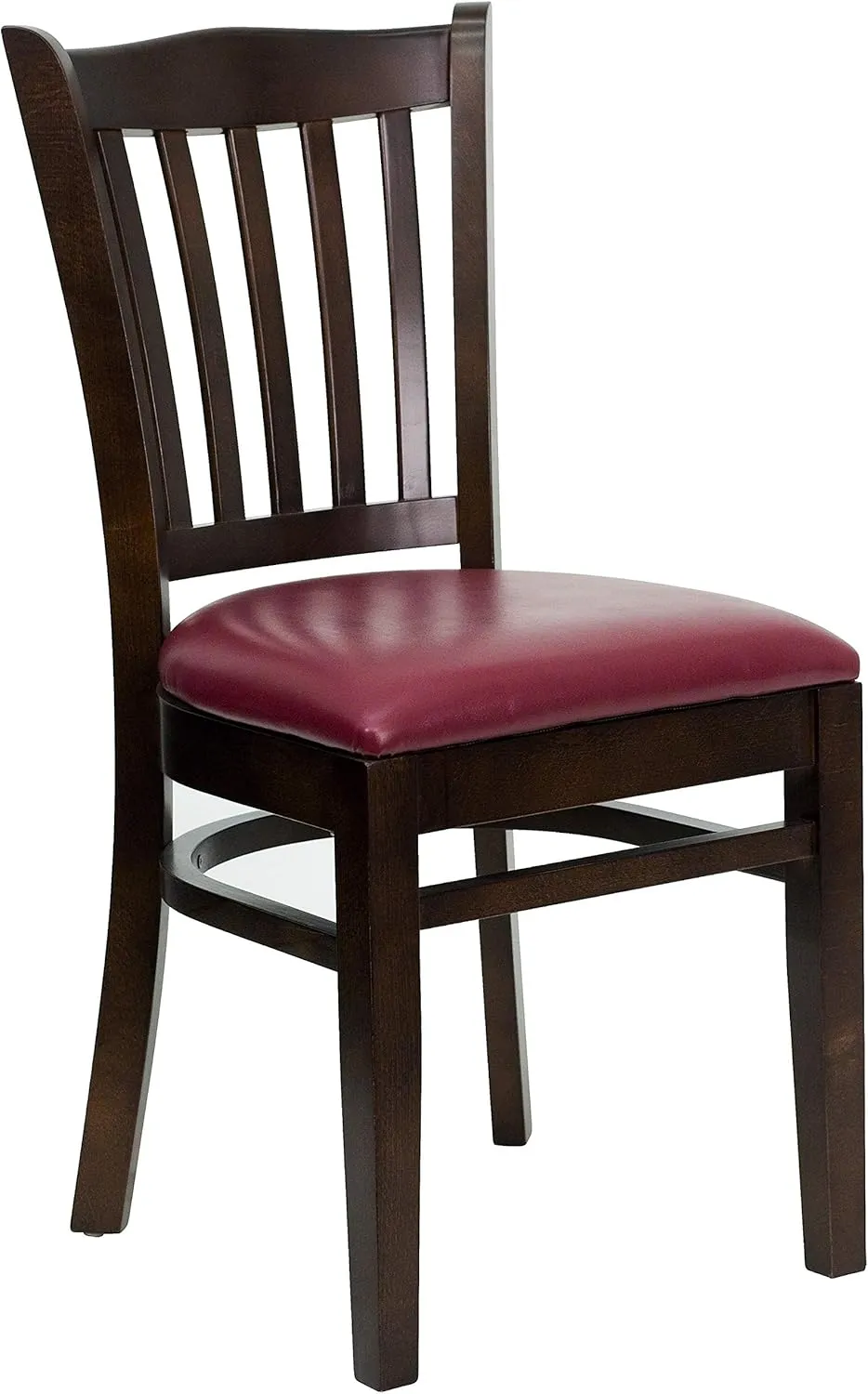 Flash Furniture 4 Pk. HERCULES Series Vertical Slat Back Walnut Wood Restaurant Chair - Burgundy Vinyl Seat