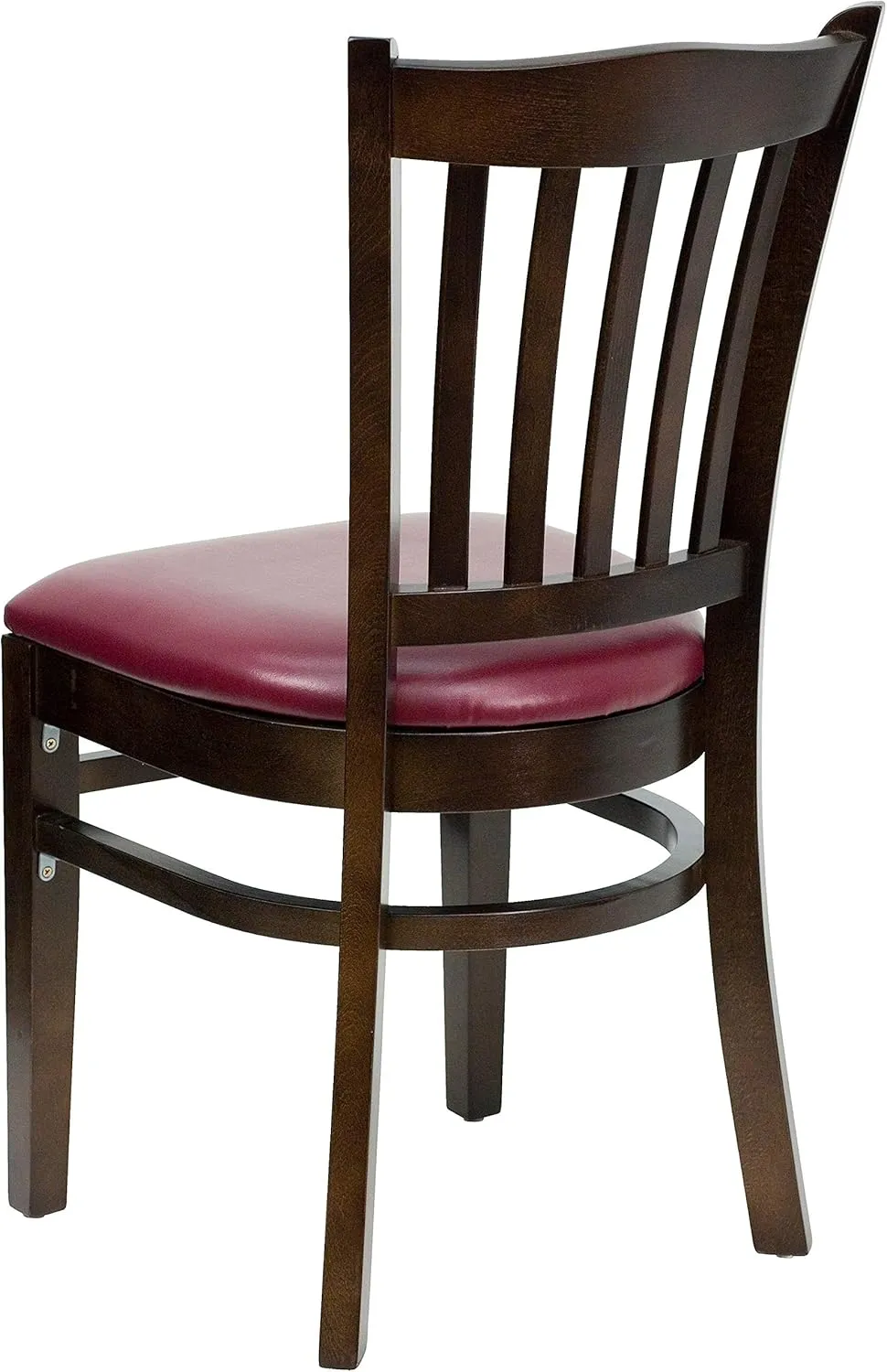 Flash Furniture 4 Pk. HERCULES Series Vertical Slat Back Walnut Wood Restaurant Chair - Burgundy Vinyl Seat