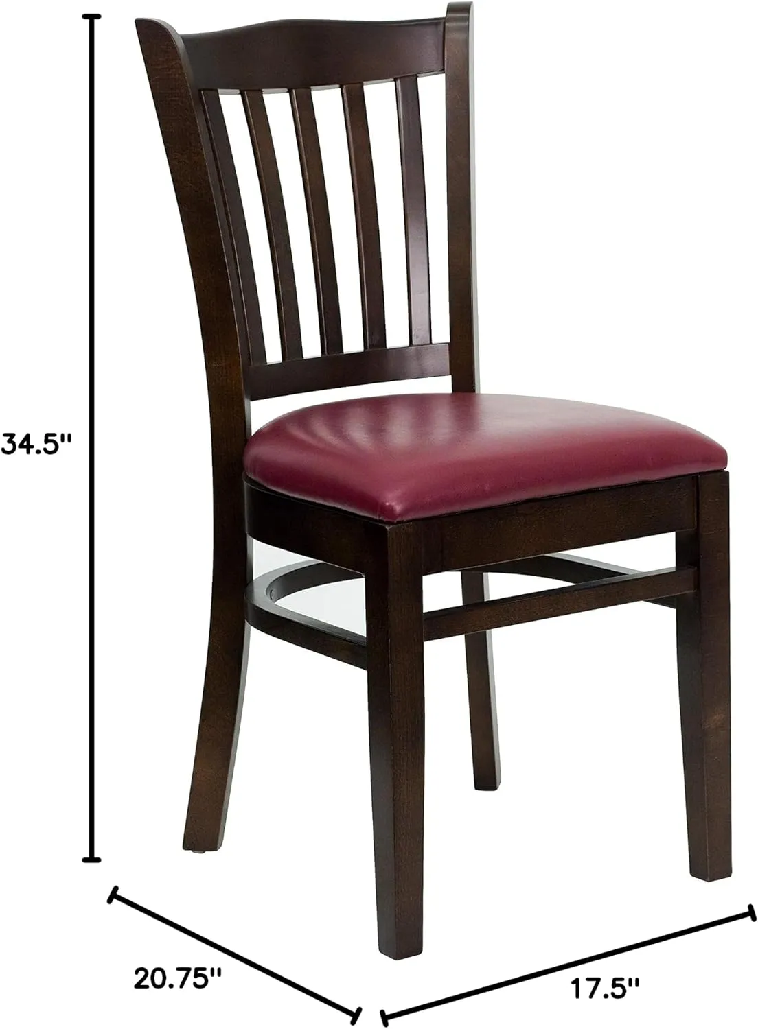 Flash Furniture 4 Pk. HERCULES Series Vertical Slat Back Walnut Wood Restaurant Chair - Burgundy Vinyl Seat