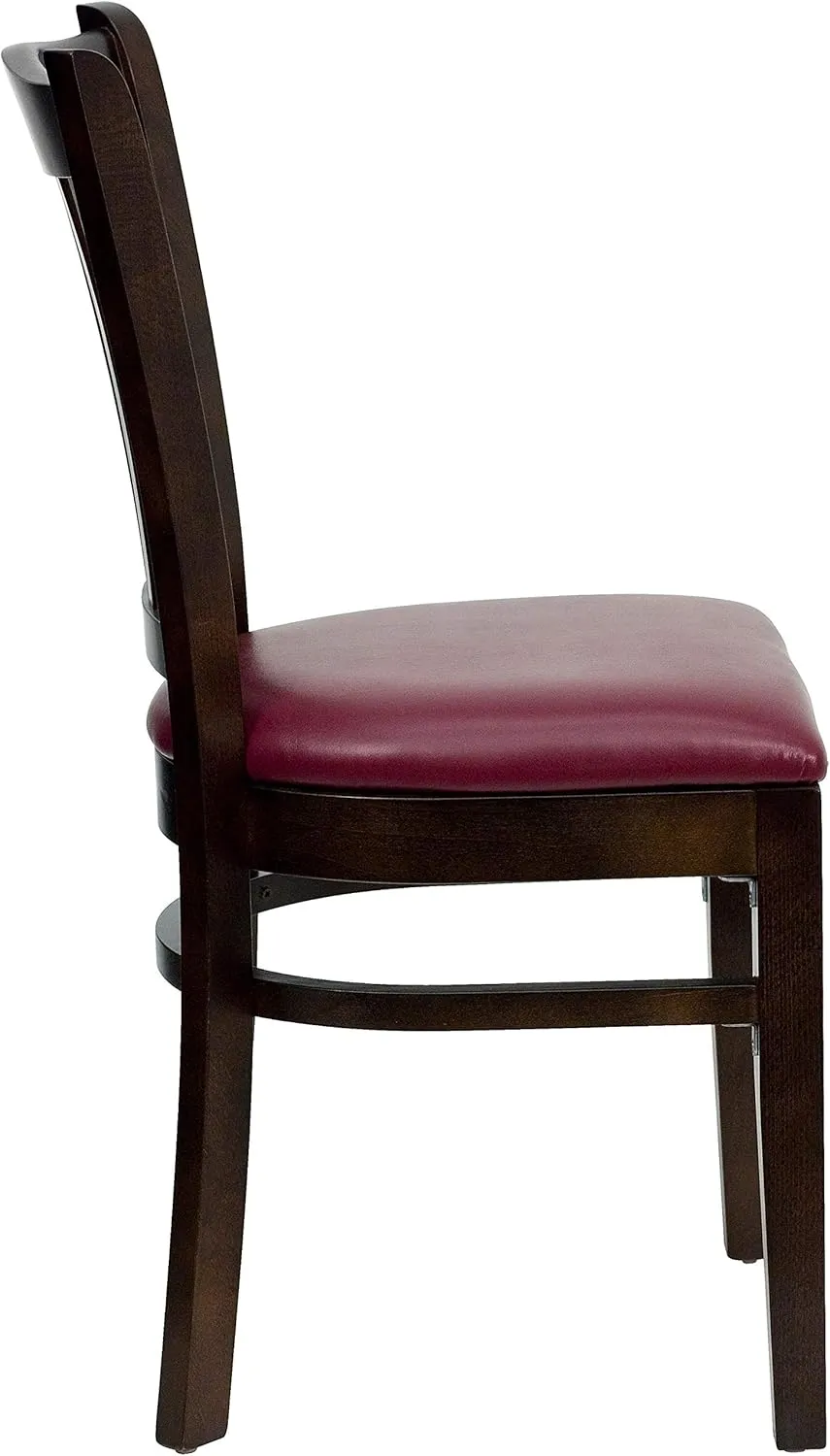 Flash Furniture 4 Pk. HERCULES Series Vertical Slat Back Walnut Wood Restaurant Chair - Burgundy Vinyl Seat