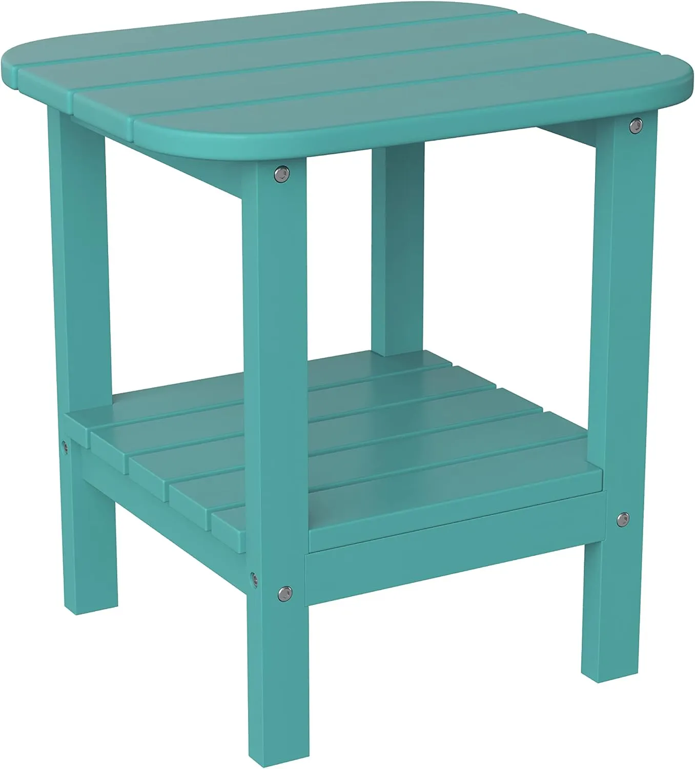 Flash Furniture Newport 2-Tier Adirondack Side Table - Recycled HDPE All-Weather Materials - Indoor/Outdoor - Blue