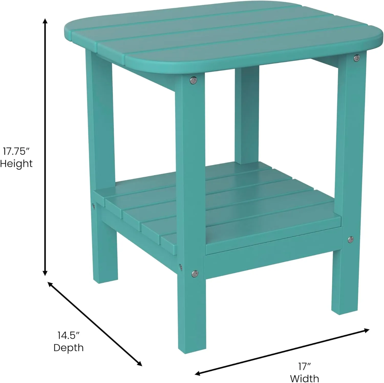 Flash Furniture Newport 2-Tier Adirondack Side Table - Recycled HDPE All-Weather Materials - Indoor/Outdoor - Blue