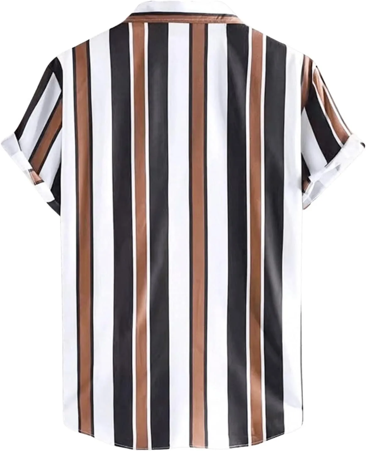 Floerns Men's Striped Shirts Casual Short Sleeve Button Down Shirts