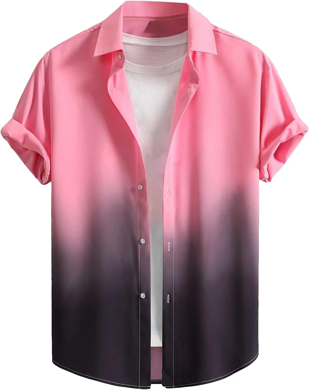 Floerns Men's Striped Shirts Casual Short Sleeve Button Down Shirts