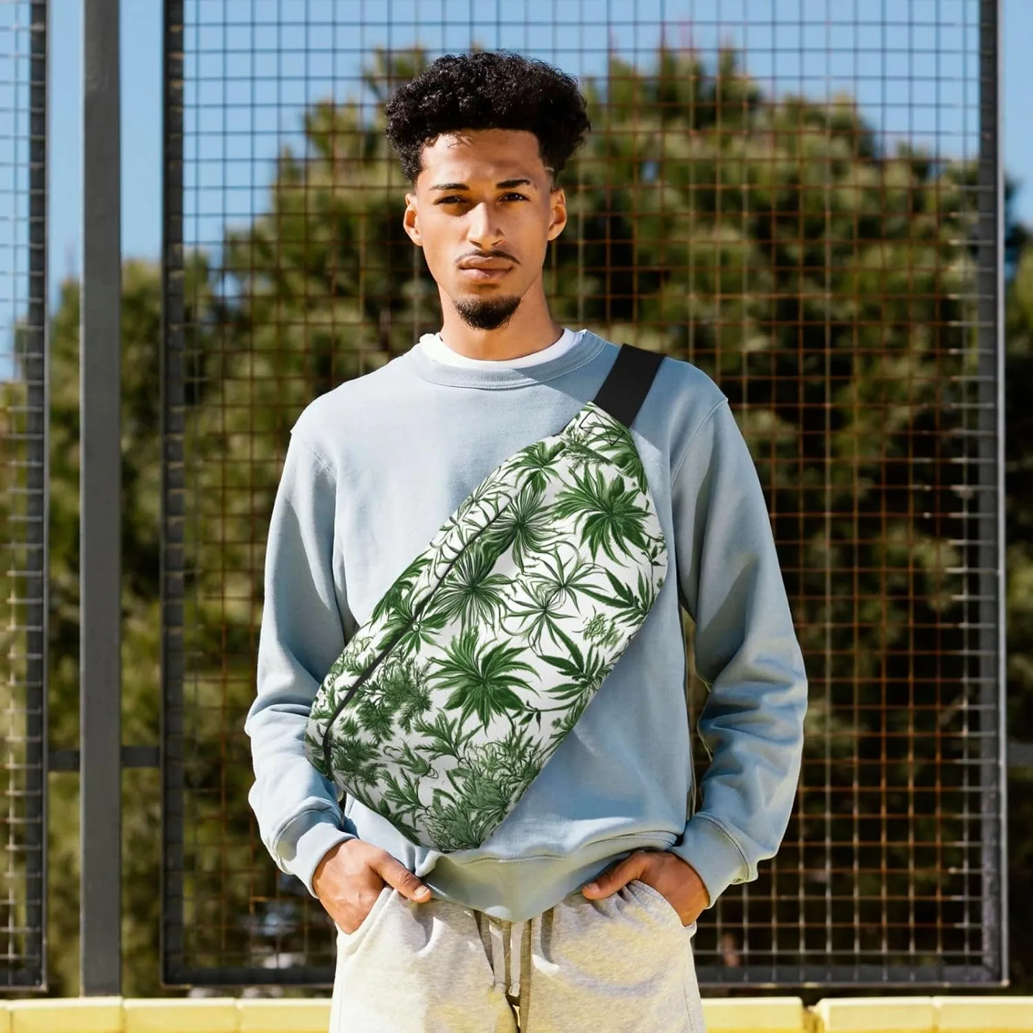 Flowering Herbs and Herbaceous Plants Fanny Pack Crossbody Sling Bag â€“ Zipper Pockets for Travel, Hiking, Cycling, Workouts, and Everyday Use