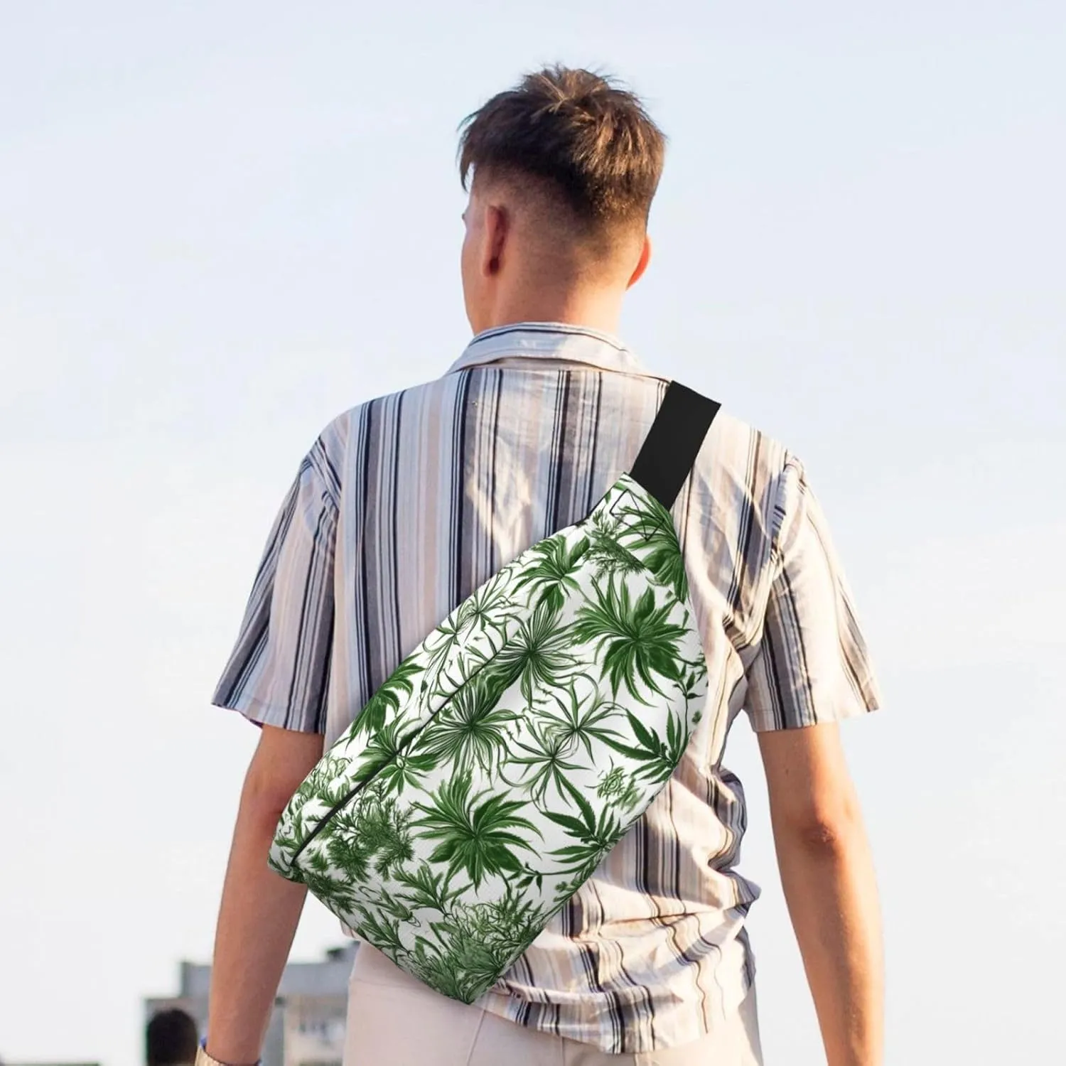 Flowering Herbs and Herbaceous Plants Fanny Pack Crossbody Sling Bag â€“ Zipper Pockets for Travel, Hiking, Cycling, Workouts, and Everyday Use