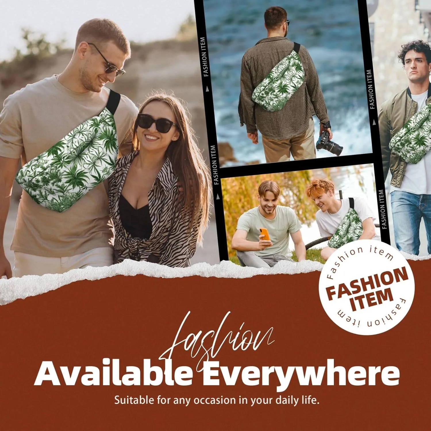 Flowering Herbs and Herbaceous Plants Fanny Pack Crossbody Sling Bag â€“ Zipper Pockets for Travel, Hiking, Cycling, Workouts, and Everyday Use