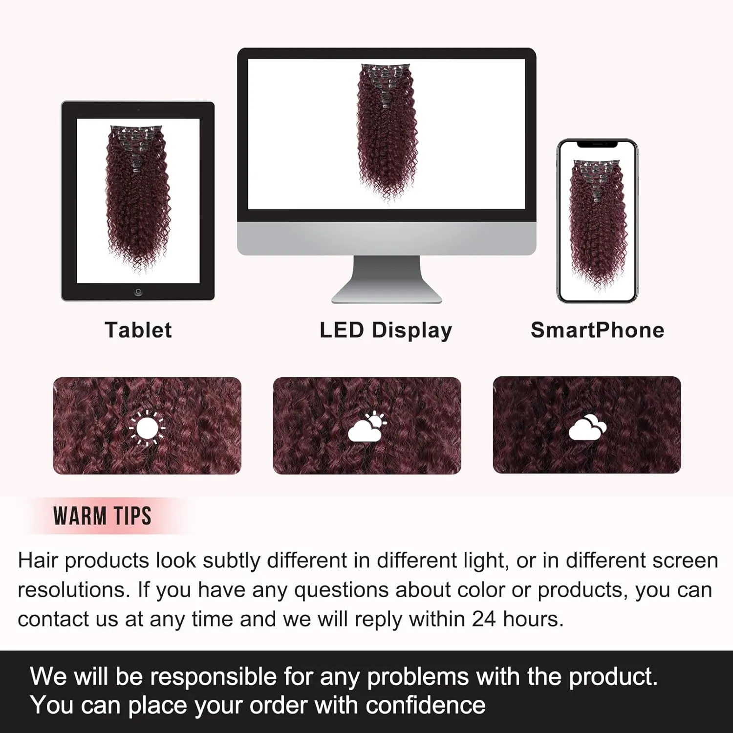 FLUFYMOOZ 9PCS Clip in Hair Extensions 22 Inch Curly Hair Extension Long Soft Synthetic Hairpieces for Women (Burgundy)
