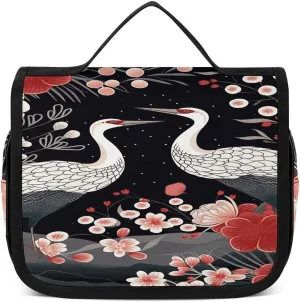 Flying Birds Crane Heron Toiletry Bag For Women Waterproof Travel Cosmetic Bags Bathroom Hanging Storage Bag
