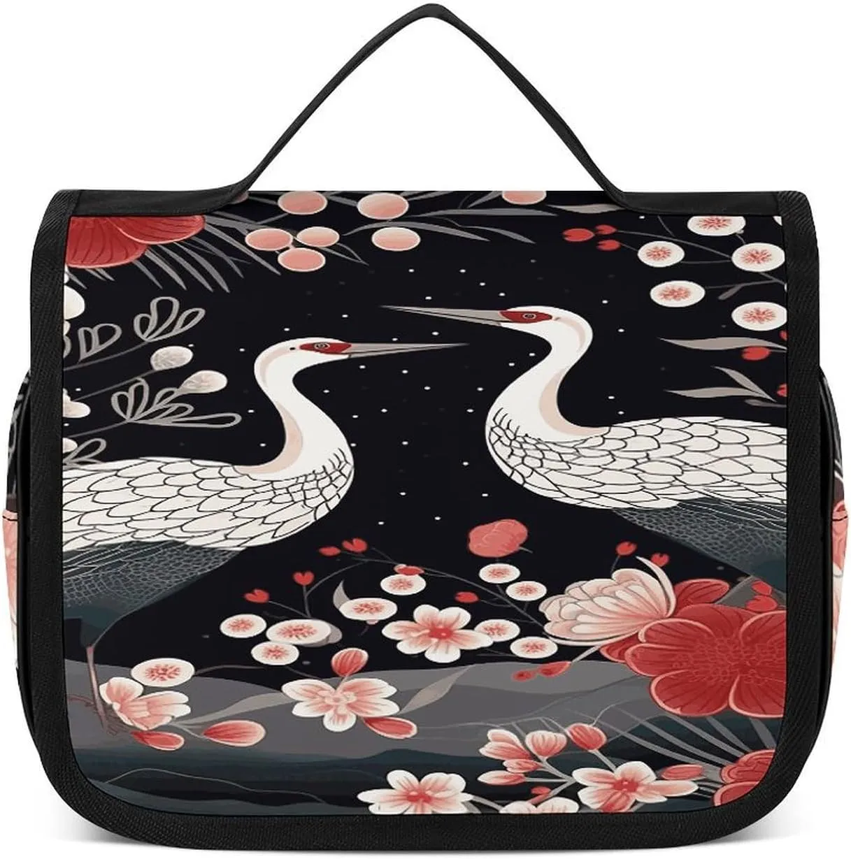 Flying Birds Crane Heron Toiletry Bag For Women Waterproof Travel Cosmetic Bags Bathroom Hanging Storage Bag