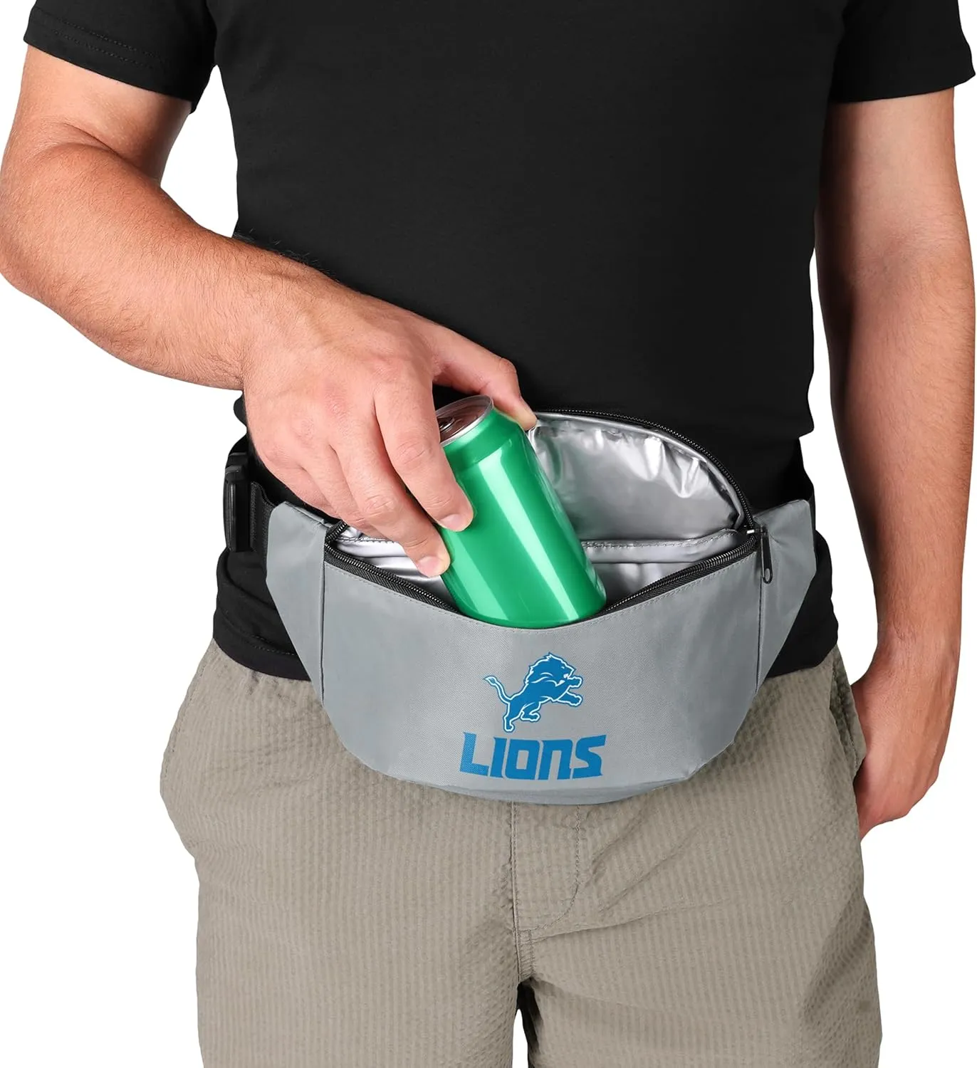 FOCO NFL Team Big Logo Fanny Pack Cooler, Detroit Lions