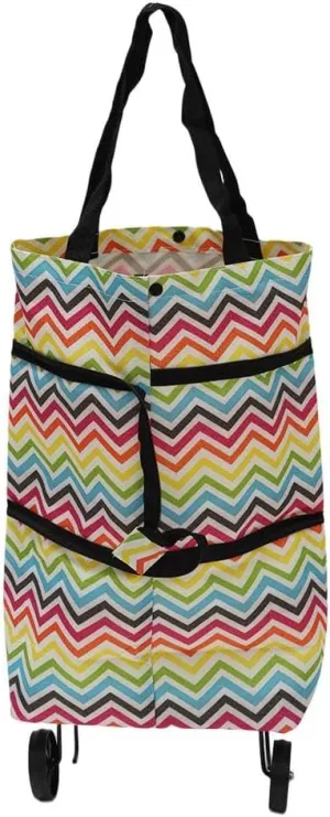 Foldable Shopping Cart, Thick Oxford Cloth Reusable Trolley Bag with Wheels