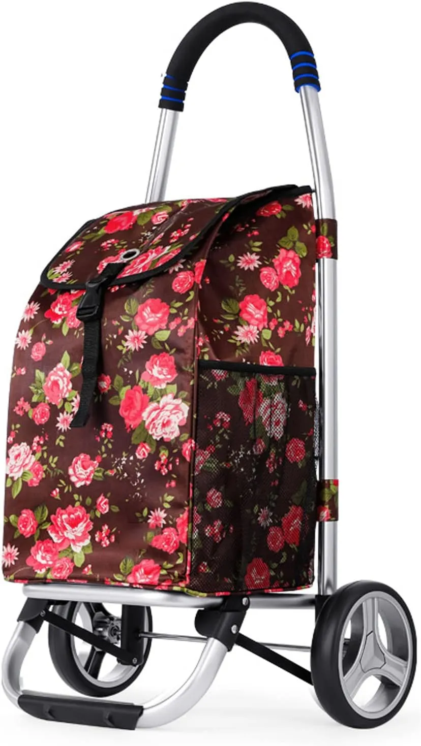 Foldable Shopping Trolley, Lightweight Shopping Trolley, with Wheels Stair Climbing Grocery Cart, Large Capacity Shopping Bag (C)