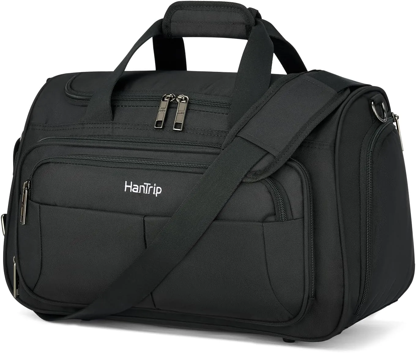 Foldable Underseat Carry On Luggage Bags for Travel Lightweight Overnight Weekender Bag for Women Men Travel Tote Bag (Black)