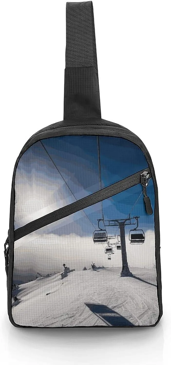 Folder Sling Bags Ski Lift at Sunshine Chest Bag for Men Women Shoulder Bag for Travel Sport Chest Pack