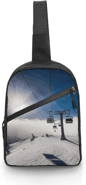 Folder Sling Bags Ski Lift at Sunshine Chest Bag for Men Women Shoulder Bag for Travel Sport Chest Pack