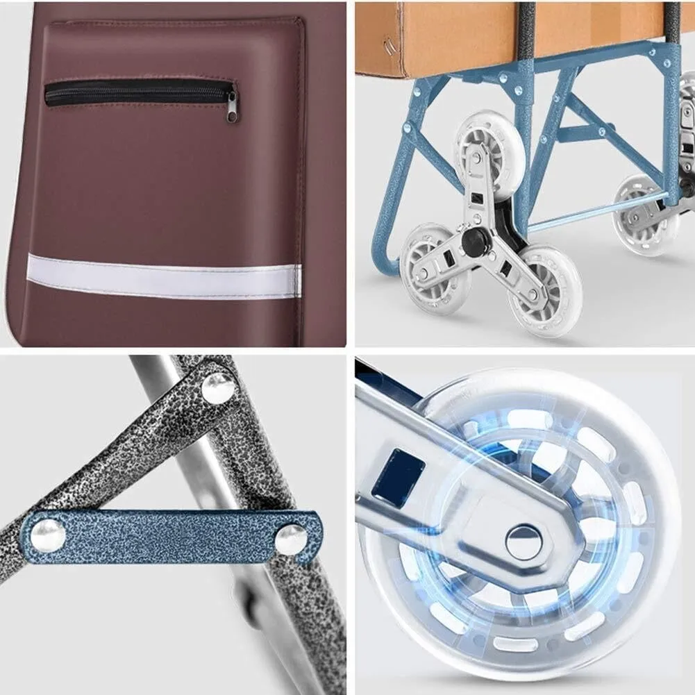 Folding Shopping Cart, Foldable Shopping Trolley 6 Wheels Stair Climbing Trolley Bag Detachable Shopping Cart for Travel Picnic Camping Grocery Utility Carts(C)
