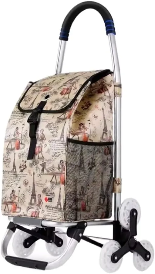 Folding Shopping Cart, Folding Shopping Trolley with Removable Waterproof Oxford Cloth Shopping Bag Shopping Cart for Laundry Grocery Grocery Utility Carts(B,6 Wheels)