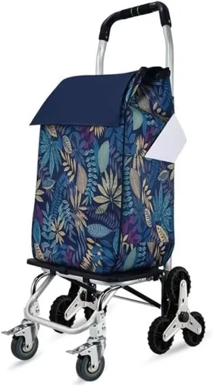 Folding Shopping Cart, Shopping Cart Shopping Trolleys Household Shopping Bag with Wheels Folding Shopping Cart Aluminum Handrail Grocery Utility Carts, 98*41cm, Blue