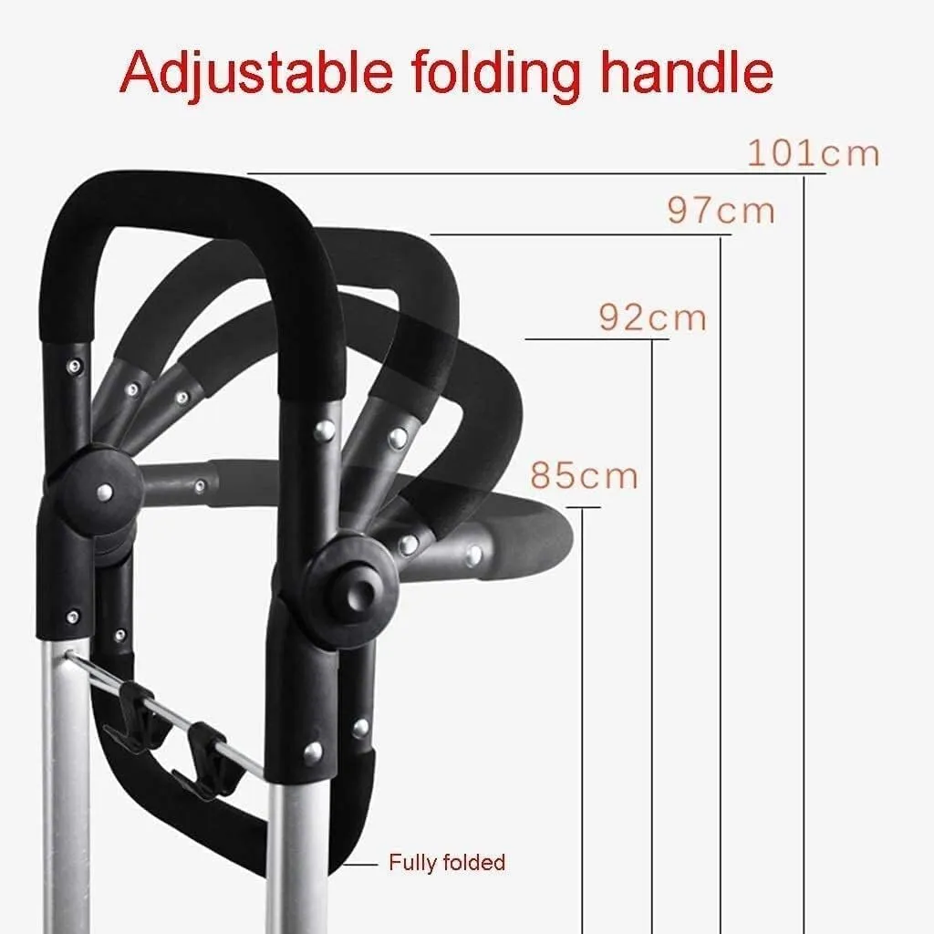 Folding Shopping Cart, Shopping Cart Shopping Trolleys Household Shopping Bag with Wheels Folding Shopping Cart Aluminum Handrail Grocery Utility Carts, 98*41cm, Blue