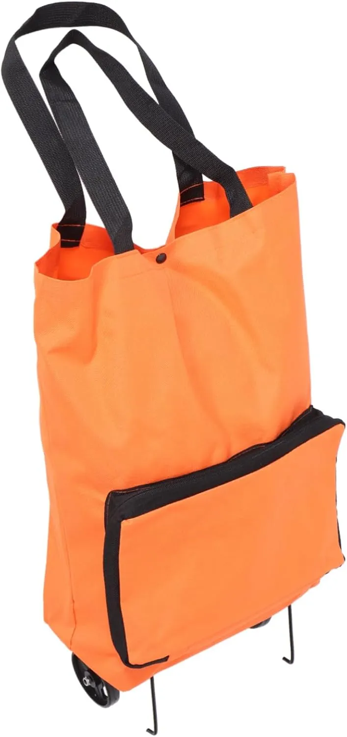 Folding Shopping Trolley Cart with Wheels Portable Grocery Bag Wheels Shopping Cart for Lightweight Spacious Design