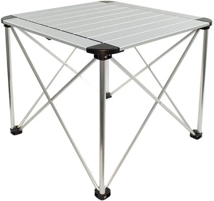 Folding Tables Camping Table Camping Table Folding Folding Picnic Table Outdoor Folding Table Leisure Camping Picnic Aluminum Alloy Mini Table (Color : Silver, Size : 52 * 52 * 46cm)
