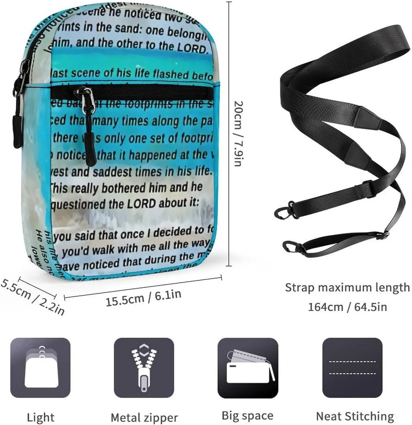 FootprintsIN THE Sand Characters Crossbody Bag Small Shoulder Bag Waterproof, Lightweight And Convenient