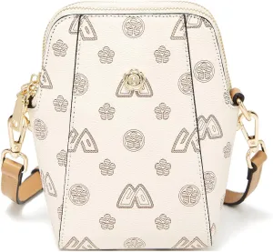 FOXLOVER Mini PVC Crossbody Bags for Women Small Vertical Cell Phone Purses Lightweight Vintage Vegan Leather