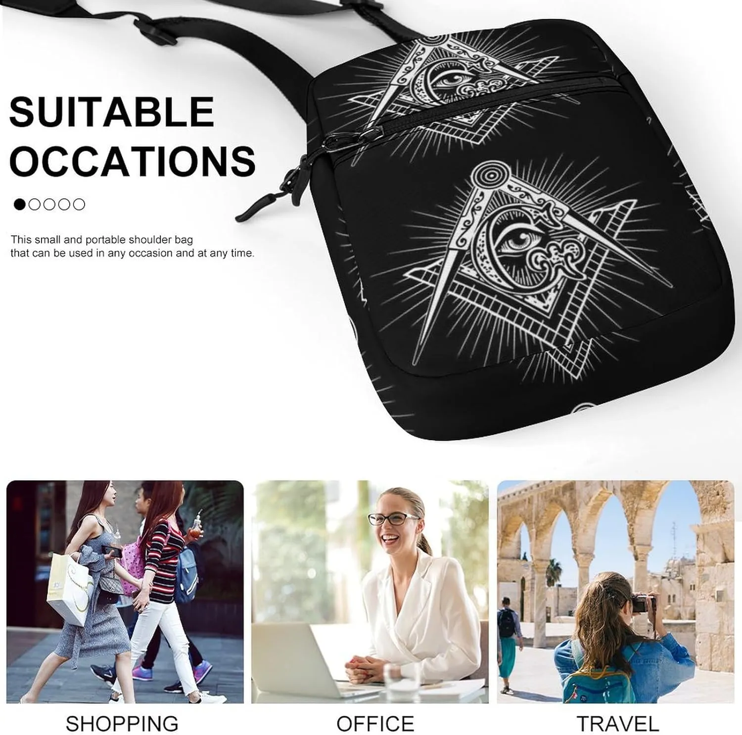 Freemason Logos Detachable Shoulder Strap Small Shoulder Bag Unisex