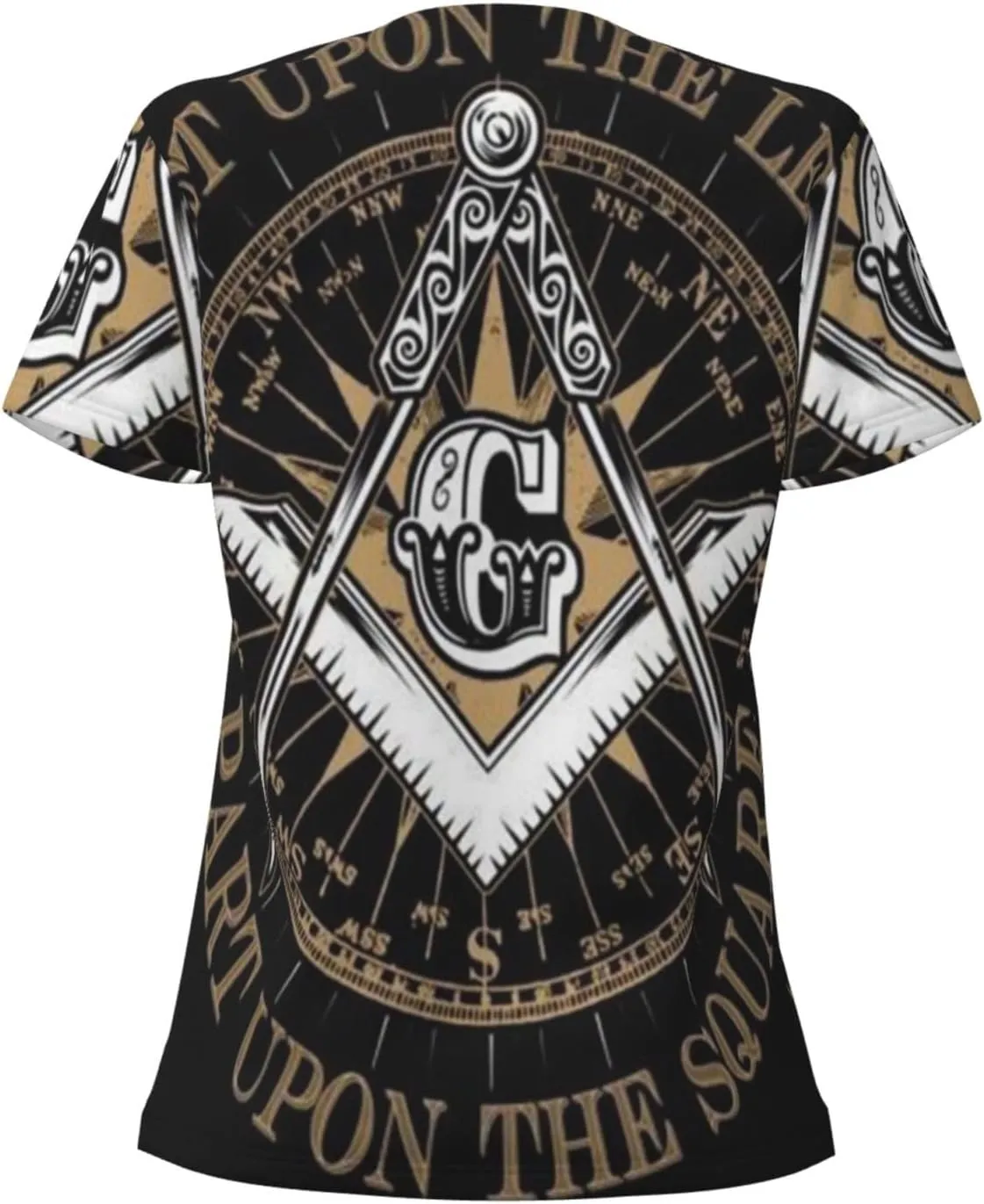 Freemasonry Masonic Lodge Symbol Logo Women's V Neck Short Sleeve Tops Summer Casual Cute Fashion Button T Shirts