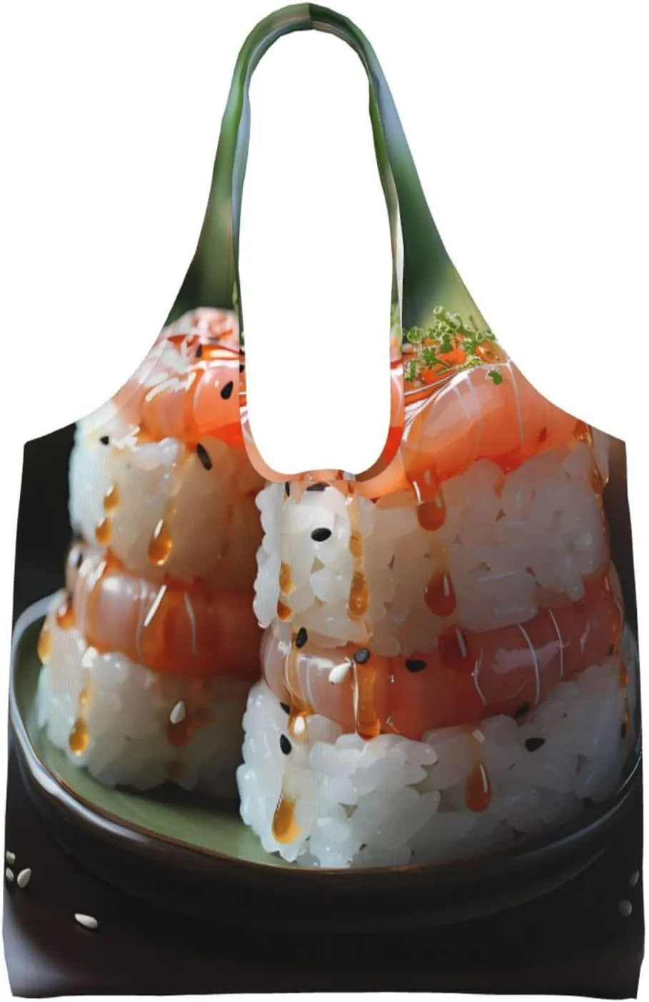 Fresh Salmon Sushi Printed Single Shoulder Commuter Canvas Bag, Grocery Shopping Bag, Daily Use Canvas Bag