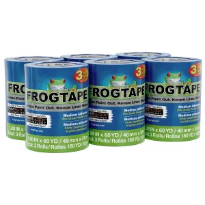 FrogTape Pro Painter's Tape with PAINTBLOCK, Medium Adhesion, 1.88" Wide x 60 Yards Long, Blue, 18 Rolls (104957)