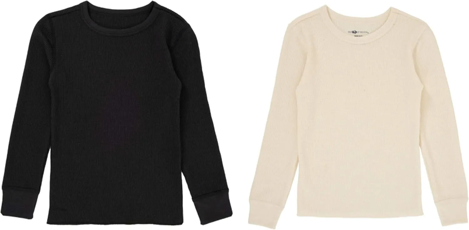 Fruit of the Loom boys Premium 2-pack Thermal Waffle Crew Top