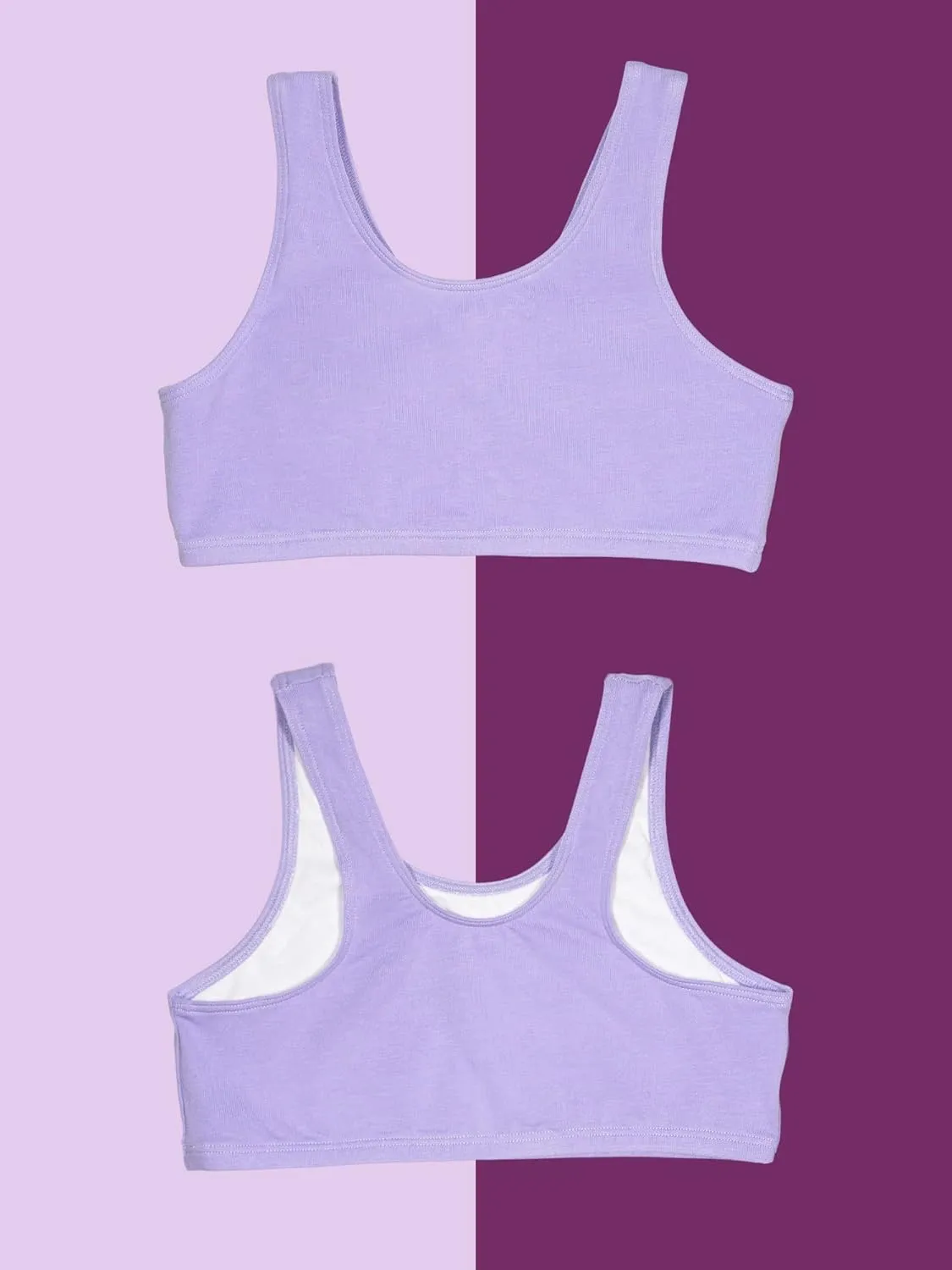 Fruit of the Loom Girls' Multi Cotton Built-Up Stretch Sports Bra Available in 6 Packs