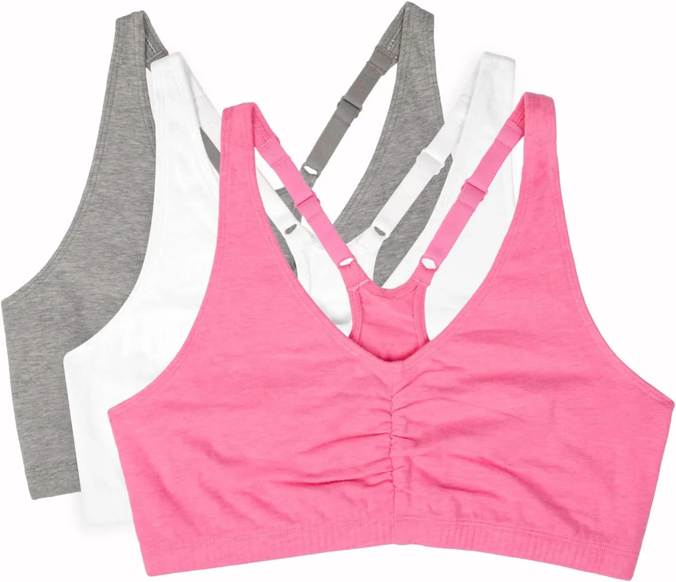 Fruit of the Loom Women's Adjustable Shirred Front Racerback Sports Bra Multi Packs!