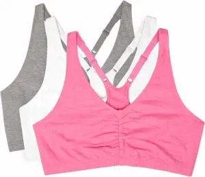 Fruit of the Loom Women's Adjustable Shirred Front Racerback Sports Bra Multi Packs!